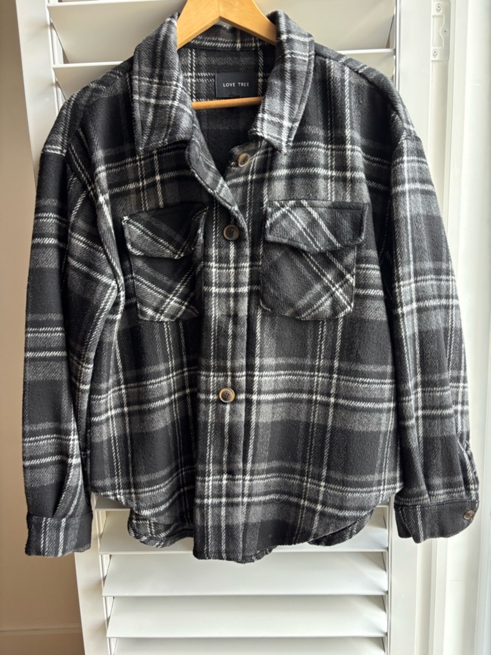 Love Tree Black & White Plaid Button-Up Jacket